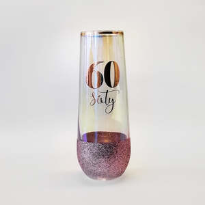 Grandparents: 60th Birthday Glitter Champagne Glass