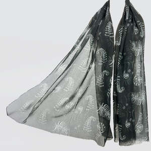 Black 'Silver Fern' Scarf