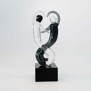 Crystal Glass: Black & Clear Glass Tango Dancers