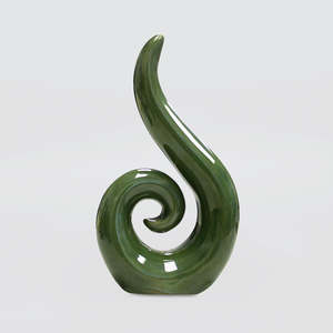 Figurines Sculptures: Green Ceramic Korus