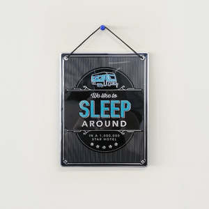 Cocktail Bar Accessories: Sleep Around' Metal Man Cave Sign