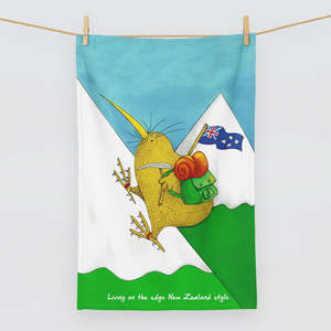 Napkins: Tea Towel - 'Mountain Climbing' Kiwi