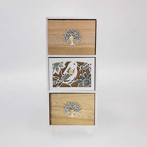 Woodbox - Natural 3 Drawer - 32cm