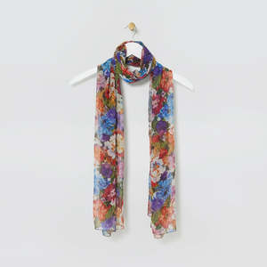 Red Floral Chiffon Scarf