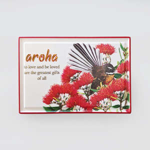 Ceramic Block - 'Aroha With Fantail'