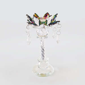 Crystal Glass: Iridescent Crystal Flower Candle Stand