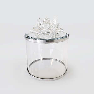 Crystal Glass: Glass Canister Crystal Flower Lid
