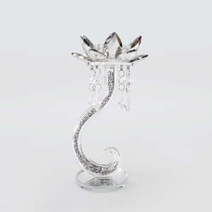 Crystal Glass: Curved Flower Pillar Candle Stand