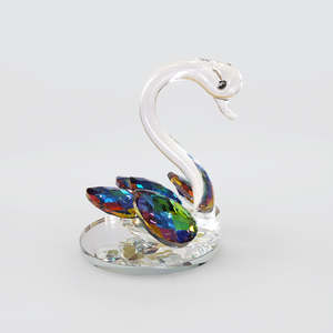 Crystal Glass: Irredecent Crystal Winged Swan