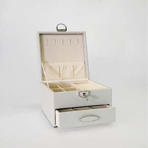 Jewellery Trinket: Lockable Jewellery Box With Drawers - Grey