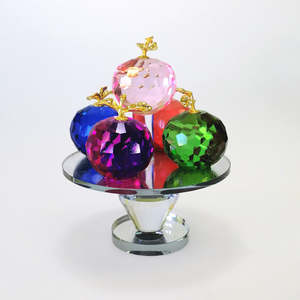 Crystal Glass: Colourful Glass Apples On Stand