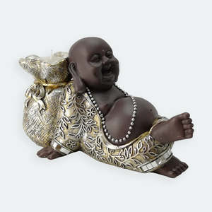 Figurines Sculptures: Fat Buddha with Sack Tealight Holder