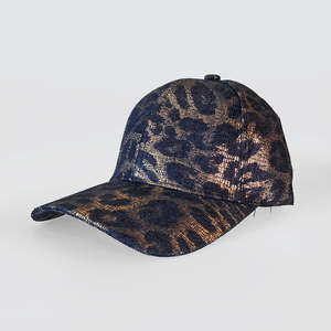 Blue & Gold Leopard Print Cap