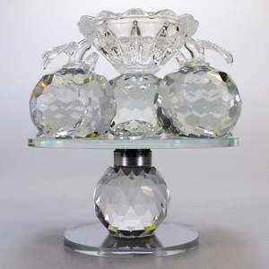 Crystal Glass: Clear Glass Apples Tealight Holder on Turnable Plate