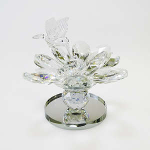 Glass Hummingbird On Flower - Clear