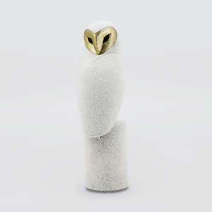Resin White & Gold Owl - Decor Statue
