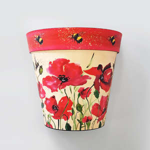 Zest Planter Wall Pot - Bees & Poppies