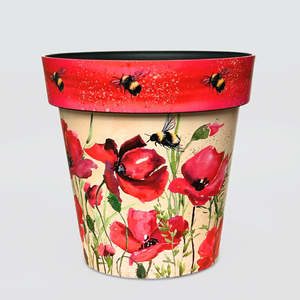 Zest Planter Pot - Bees & Poppies