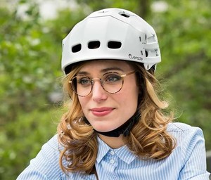 White Overade Plixi Folding Bicycle Helmet - Action Bicycle Club