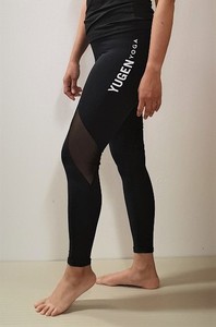 Products: Yugen Legging Black with fashionable mesh triangle & printing on thigh · Action Martial Arts Supplies Ltd
