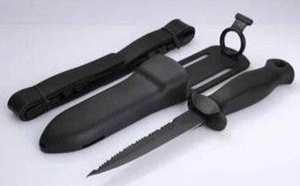 Nz Made Diving Knives Sheath Mounting Options: Immersed Spearo SS Knife with Straps Black