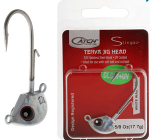 Catch Fishing Jigs And Lures For All Fish: Catch Stingaz Tenya Jig Head with Assist Hook 3/8oz White Warrior