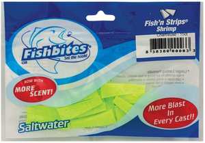 Fish Bites Soft Baits Tough All Purpose Saltwater Bait: Fish N Strips Shrimp Chartreuse