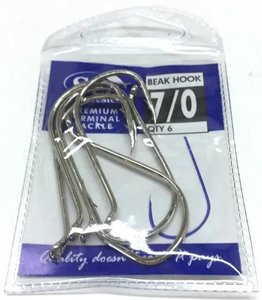 Beak Style Fishing Hooks: Nickle Beak Hook 7/0 Pkt 6