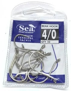 Beak Style Fishing Hooks: Nickle Beak Hook 4/0 Pkt 10