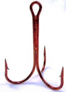 Mutsu Fishing Hooks Strength Precision: Treble Hook 12/0 Red Single