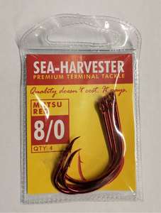 Mutsu Fishing Hooks Strength Precision: Sea Harvester Mutsu red hook 8/0 pkt 4