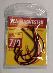 Mutsu Fishing Hooks Strength Precision: Sea Harvester Mutsu red hook 7/0 pkt 5