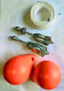 Fishing Net Combo Pack Danforth Collapsible Anchors: 40m Fishing Net Buoy Anchor 2.5kg Coll Combo