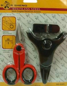 Bor Sheng Electricians Scissors 140mm Stainless Steel with Sheath and Wire Strip Notch