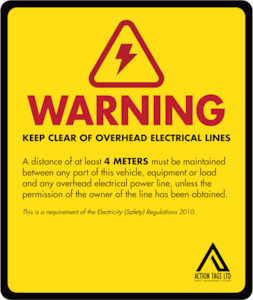 Warning Overhead Electical Lines (pack of 10)