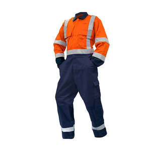 Hi Vis Clothing: ST 300gsm Cotton Taped Overalls, Orange/Navy