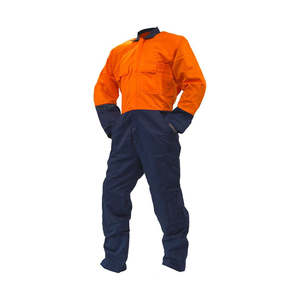 Hi Vis Clothing: Industrial 300gsm Cotton Overalls, Orange/Navy