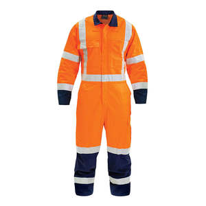 Bison TTMC-W17 X-Tape Cotton Zip Overall, Orange/Navy