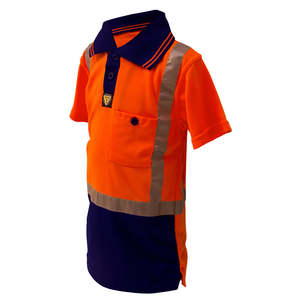 Hi Vis Clothing: Caution Hi Vis Childrens Short Sleeve Polo