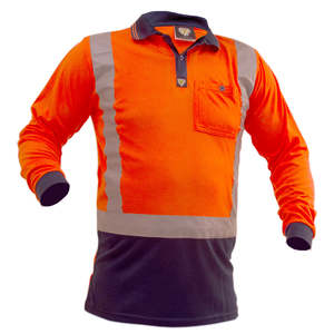 Caution Hi Vis Taped Long Sleeve Polo Shirt