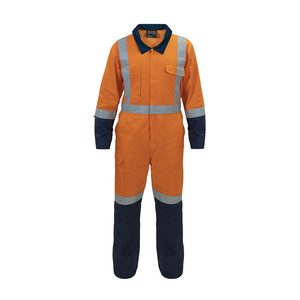 Hi Vis Overalls: Bison TTMC-W Lightweight Cotton Zip Overall, Orange/Navy