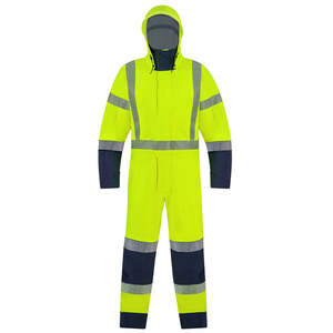 Hi Vis Overalls: Bison Extreme Flex Rain Overall Day/Night, Yellow/Navy