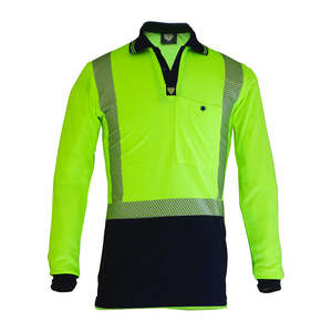 Caution Hi Vis Segmented Taped Micro Fibre L/S Polo