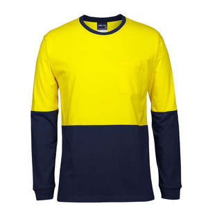 Hi Vis Singlets T Shirts: JB's Hi Vis Long Sleeve Crew Neck Cotton T-Shirt