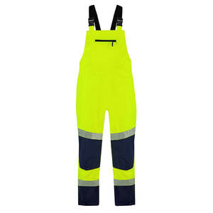 Bison Stamina Hi Vis Eco Bib Taped Trouser, Yellow/Navy