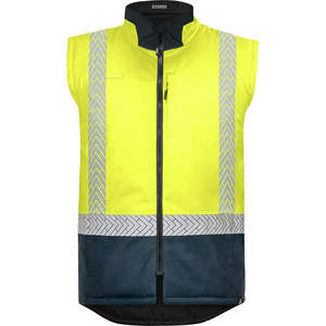 Hi Vis Vests: Bison Stamina Eco Taped Puffer Vest, Yellow/Navy