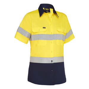 Hi Vis Workshirts: Bisley Womens Hi Vis Taped Lightweight Drill Shirt