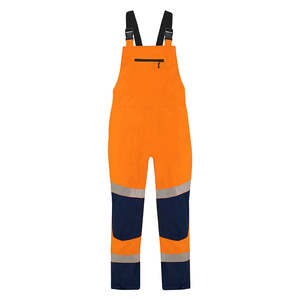 Bison Stamina Hi Vis Eco Bib Taped Trouser, Orange/Navy