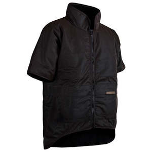 Waterproof Vests: Wax Oilskin Fur Lined Short Sleeve Vest