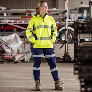 Hi Vis Sweatshirts Fleeces: Bisley Women's Flex & Move Hi Vis Taped Water Repellent Hoodie